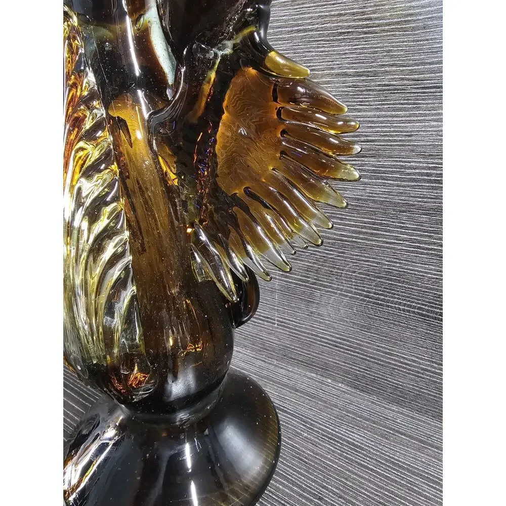 Vintage MCM Art Glass Amber Clear Triple Jack In The Pulpit 18.5 Sculpture Decor